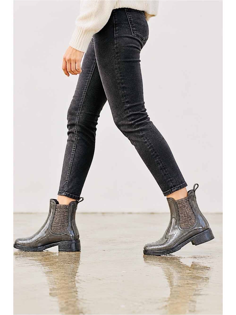 Lemon Jelly Riga Metallic Grey Finish Waterproof Boot Size EUR 41/USA 10-10.5